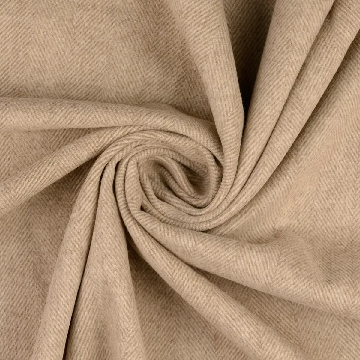 Kåpeull - fiskebensvevd ullmix - beige