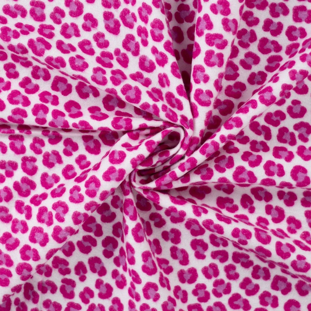 Flanell - leopardprint, sterk rosa