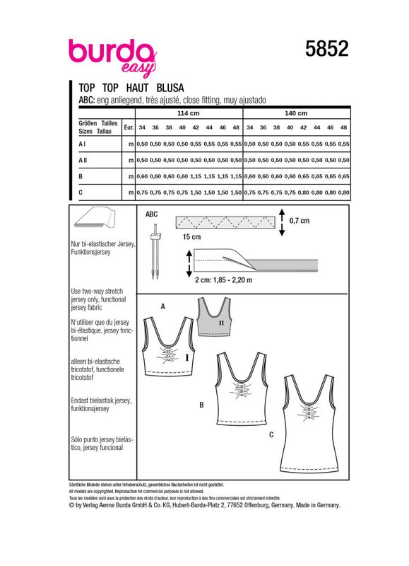 5852 - Burda - Top, treningstopp