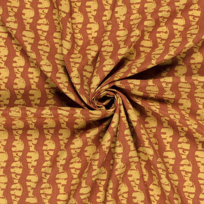 Hovedbilde Viskose poplin - abstrakt striper, terracotta/oker