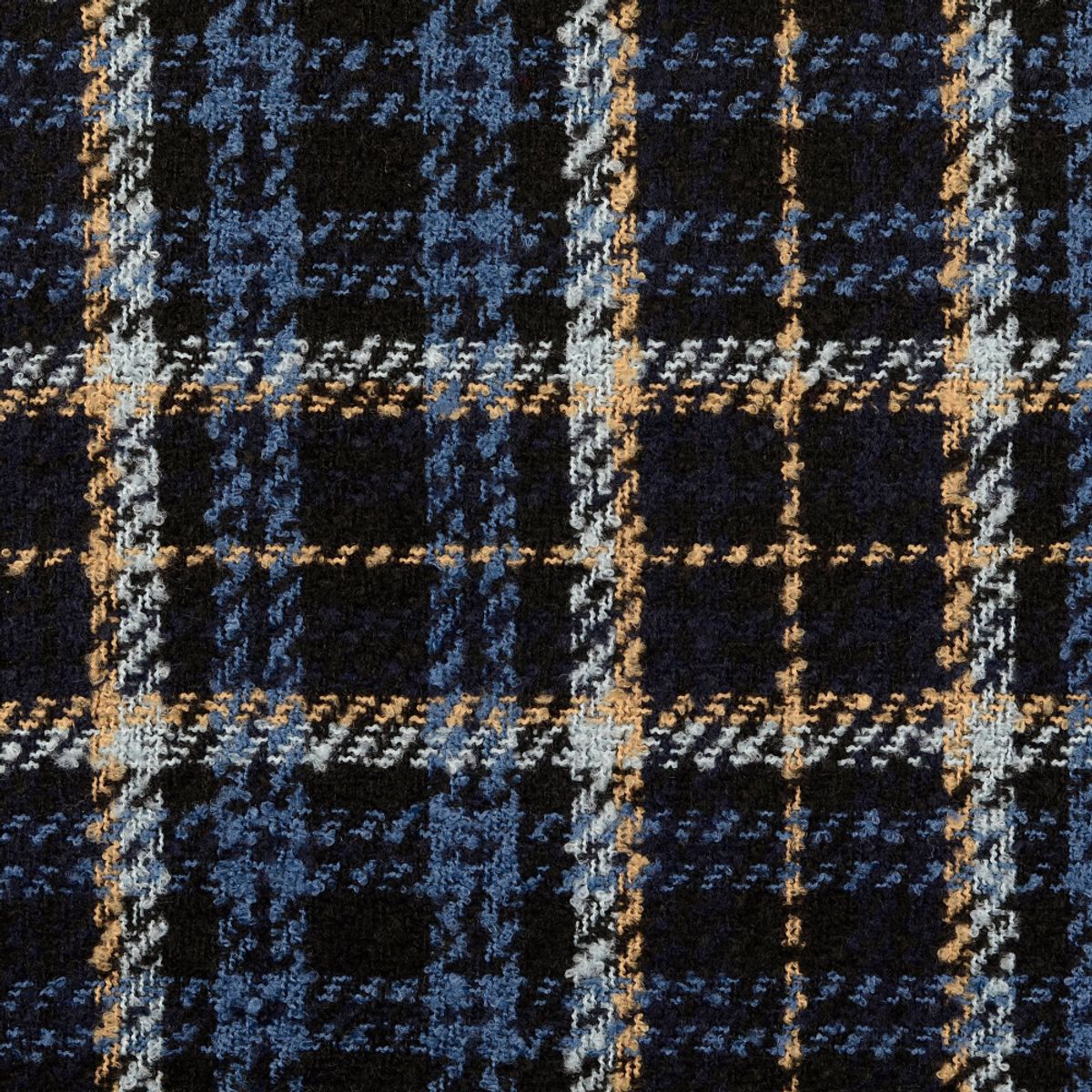 Kåpeull – blå-sort grov tweed