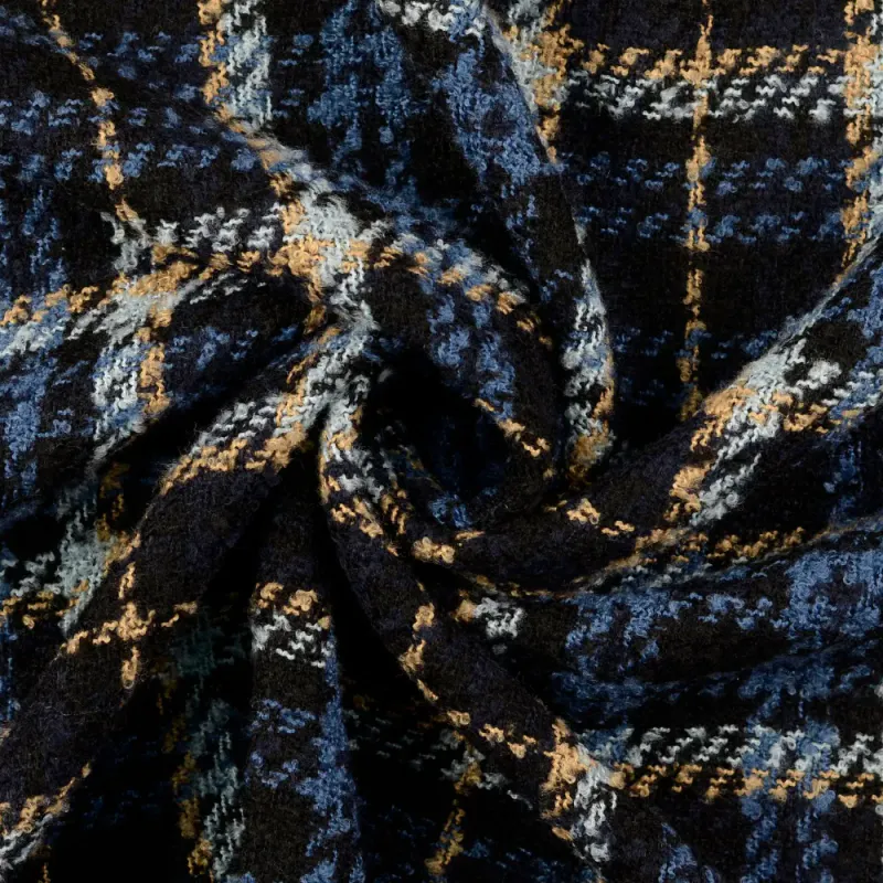 Kåpeull – blå-sort grov tweed