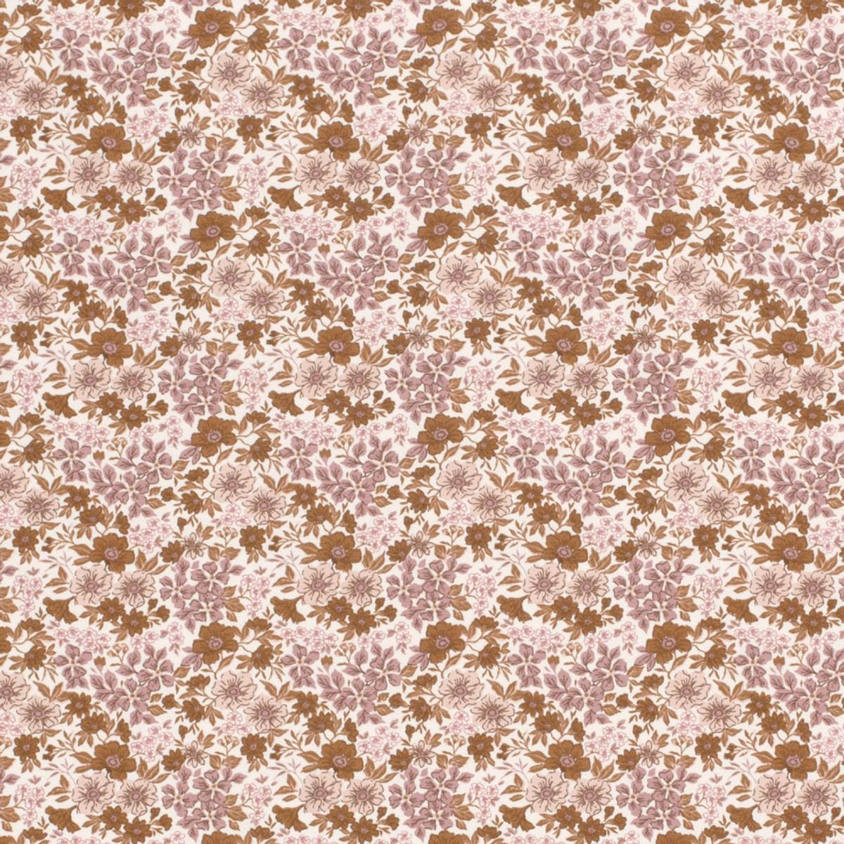 Bomullsjersey - gammelrosa/kanel blomstrete
