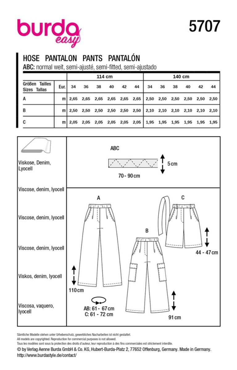 5707 - Burda - bukse & shorts