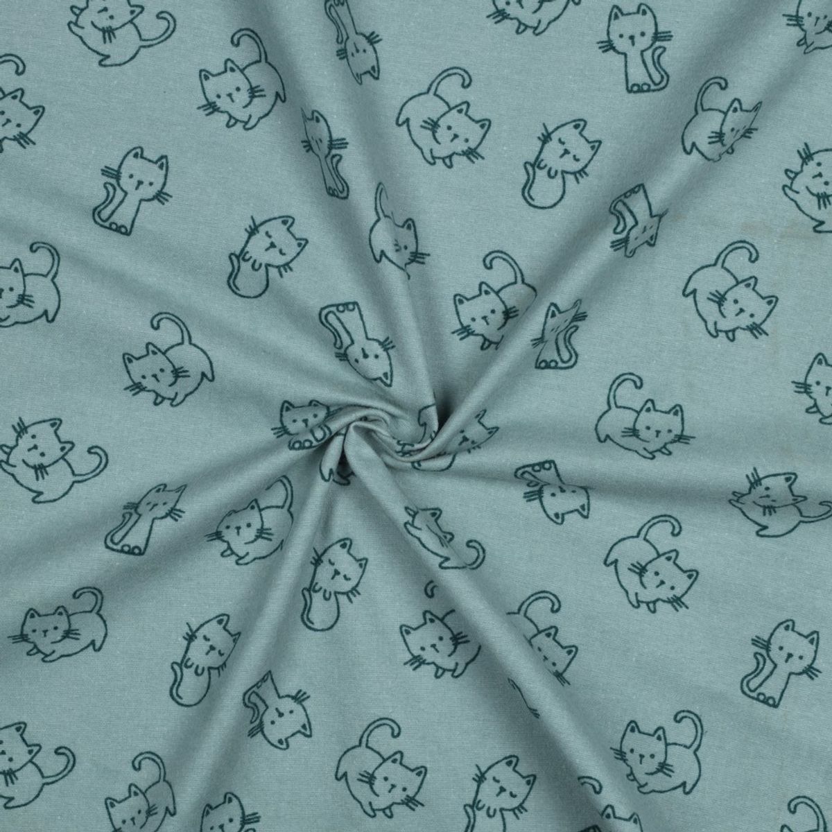 Flanell - katter, mørk mint