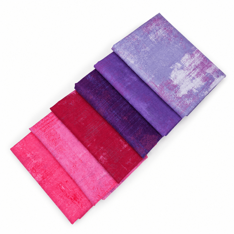 Grunge - stoffpakke, rosa-lilla, 30x110 cm, 6st.