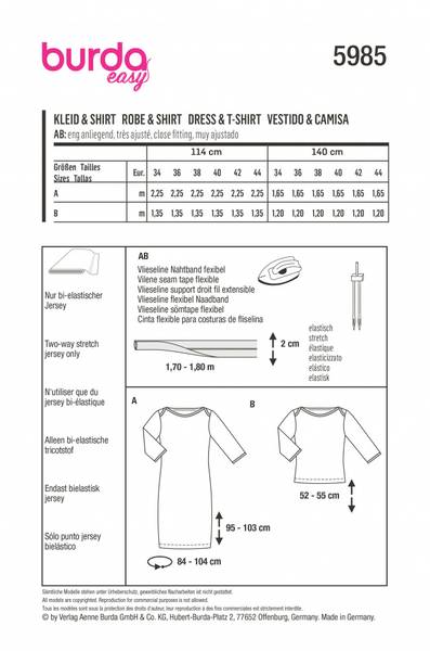 Bilde av 5985 - Burda - bluse & kjole m/ båthals