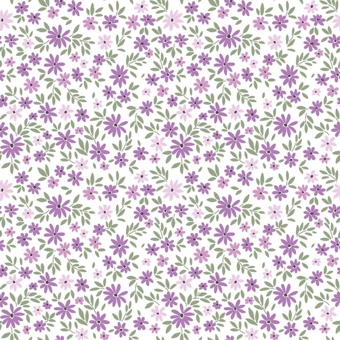 Hovedbilde Bomullspoplin - blomster BI