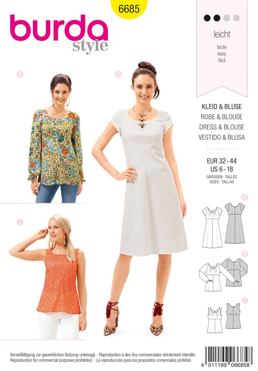 6685 - Burda - Kjole & bluse