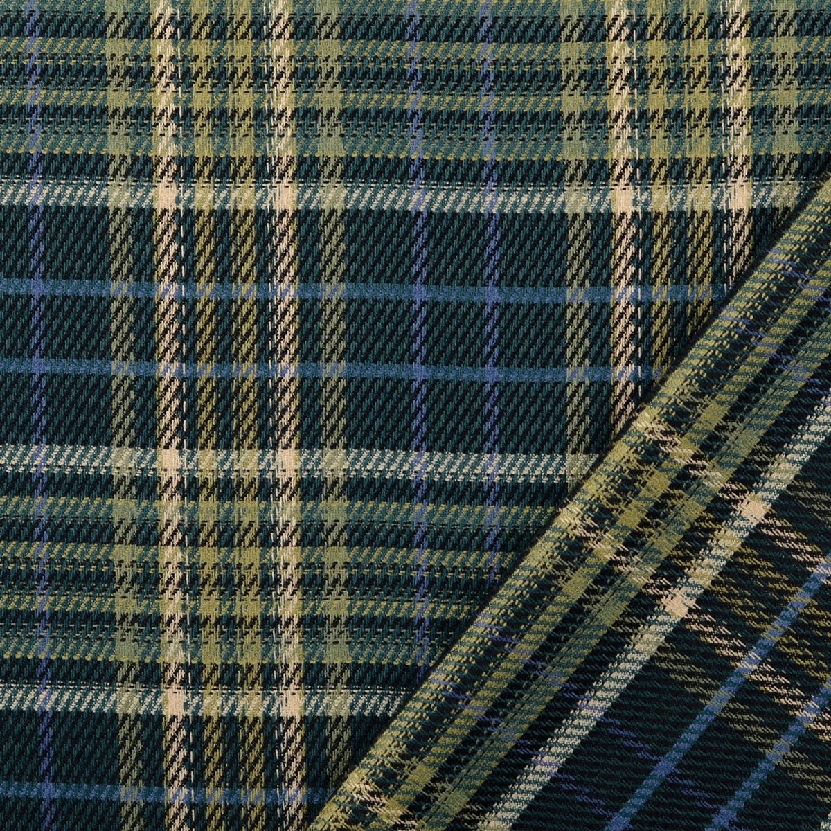 Tweed m. struktur, petrol rutet