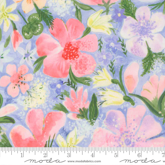 Hovedbilde Sweet Cecily - akvarellblomster på lysblå