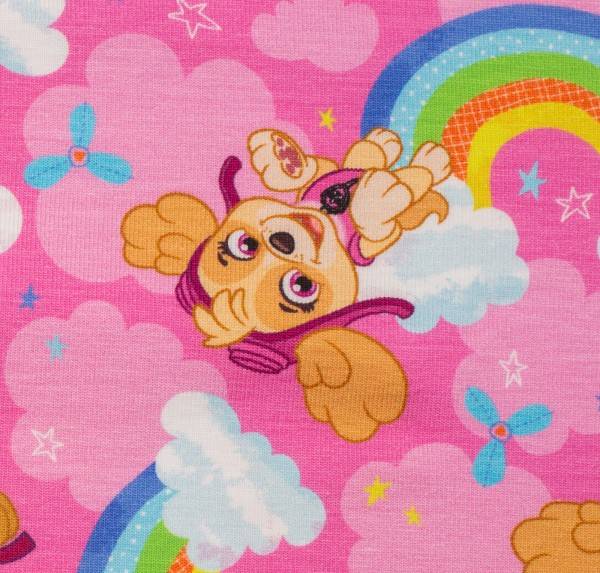 Bilde av Bomullsjersey - 4 cm Paw Patrol og regnbue på rosa