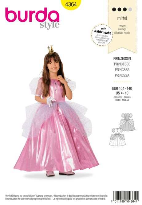 Hovedbilde 4364 - Burda - kostyme, prinsesse