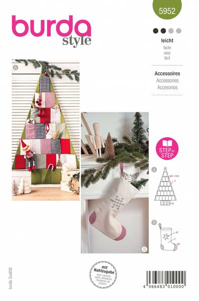 Bilde av 5952 - Burda - julekalender og julestrømpe