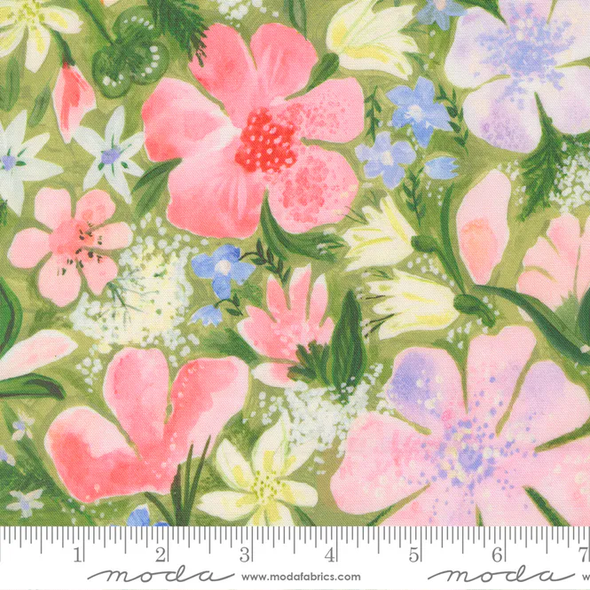 Hovedbilde Sweet Cecily - akvarellblomster på grønn